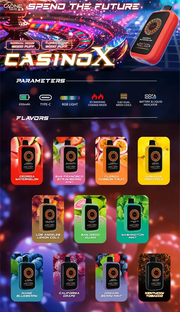 一次性電子煙 AONE VAPE CASINO X 16000口 口味匯總
