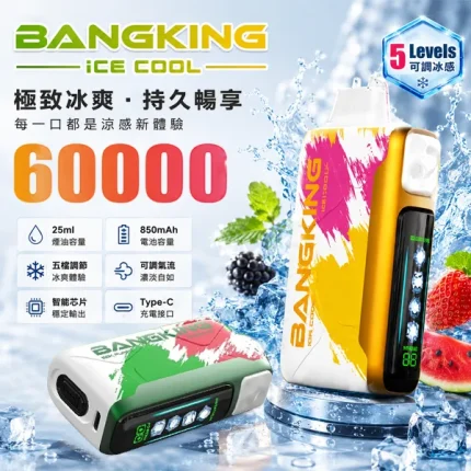 12種口味｜BANG KING 60000口一次性電子煙 5檔冰感調節