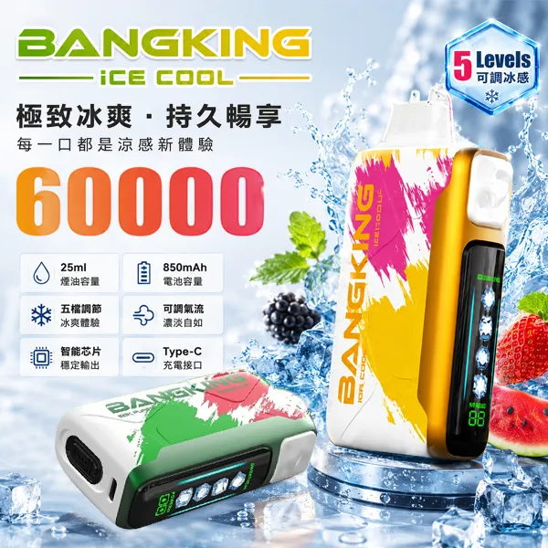 12種口味|BANG KING 60000口一次性電子煙 5檔冰感調節